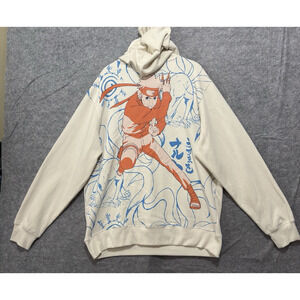 Naruto‎ Shippuden Hoodie Mens XL Cream Kanji Art Pocket Masashi Kishimoto